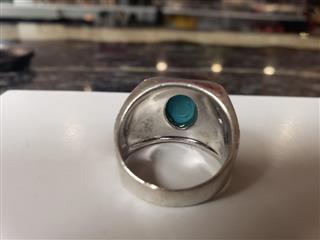 VINTAGE NATIVE AMERICAN STERLING SILVER TURQUOISE RING - MARKED:B STERLING )